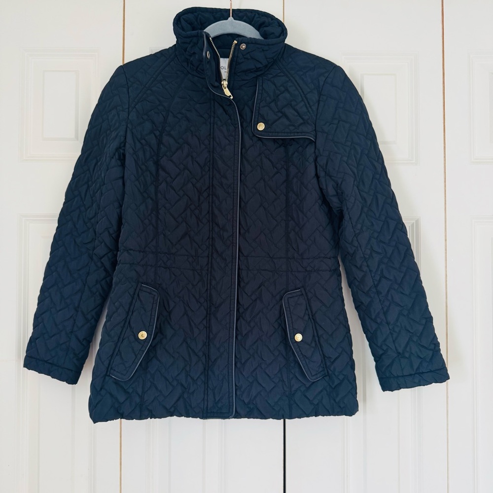 Cole Haan Quilted Black Jacket with Gold Accents Size S
